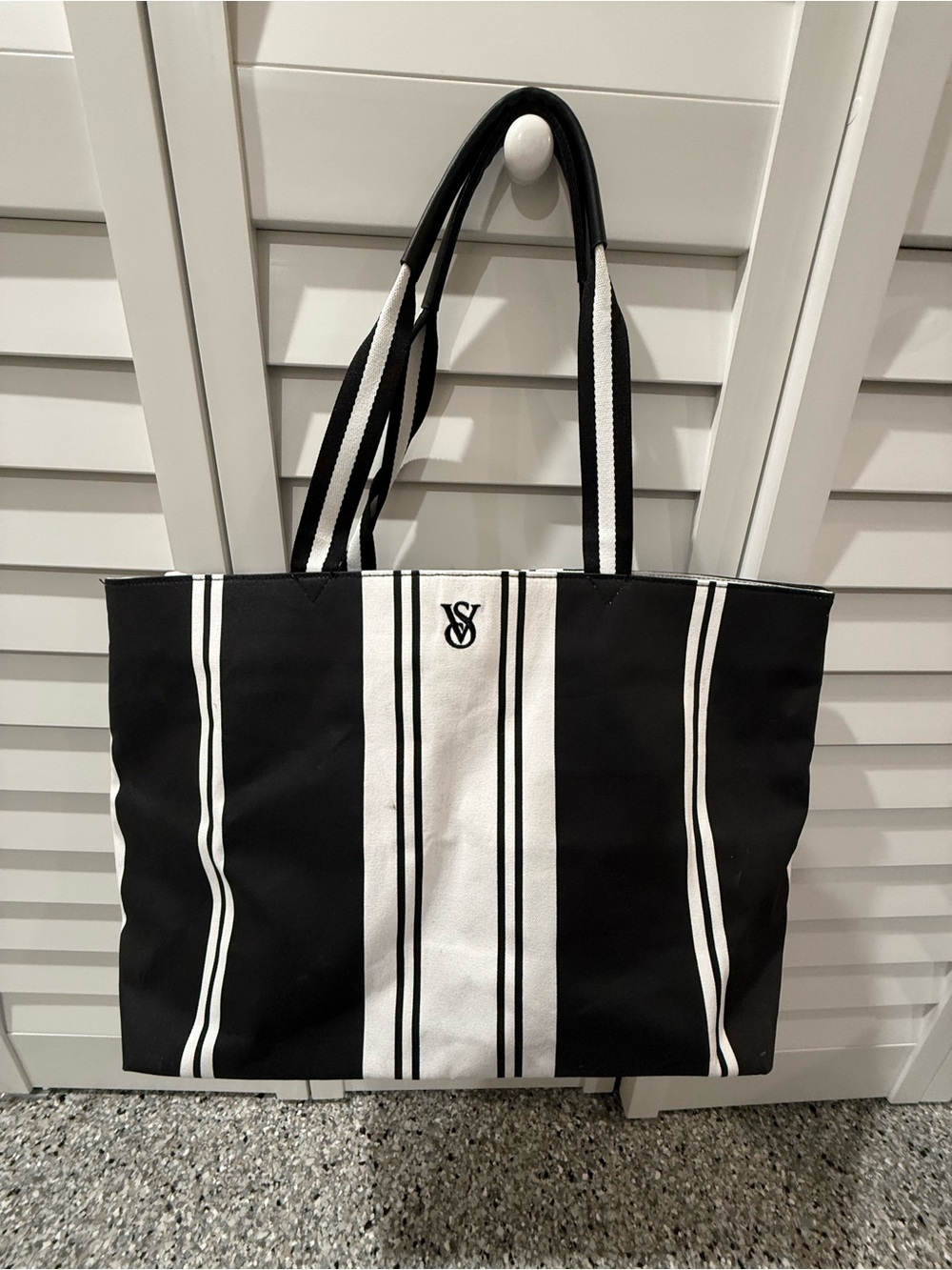 Black & White Striped Victorias Secret Tote Bag